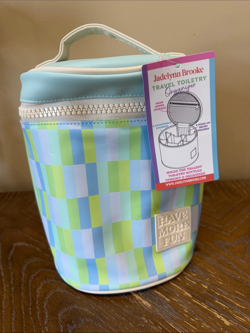 Jadelynn Brooke Watercolor Barrel Travel Toiletry Case - Mint, Sky & Lime